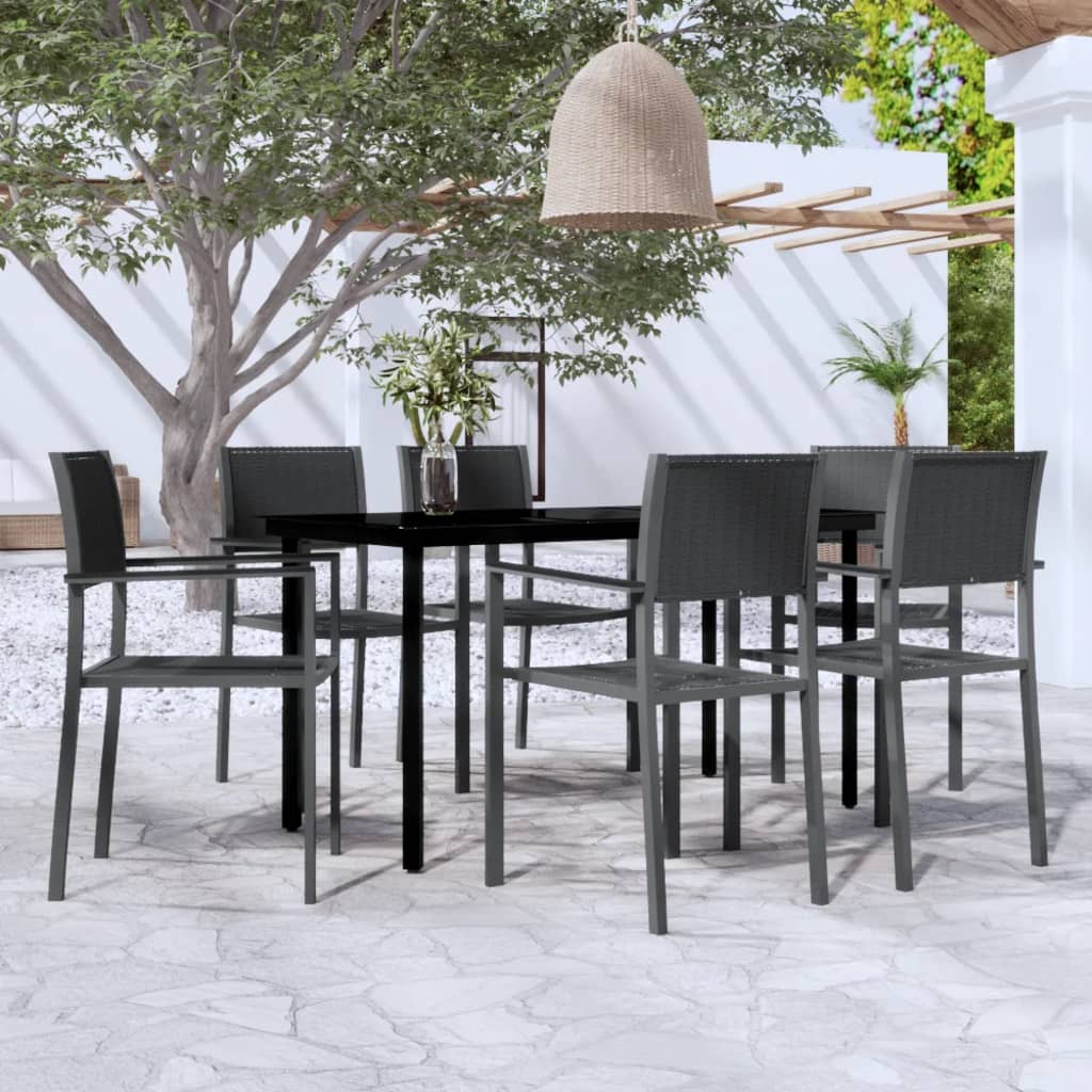 7 Piece Garden Dining Set Black - Merkel Designers