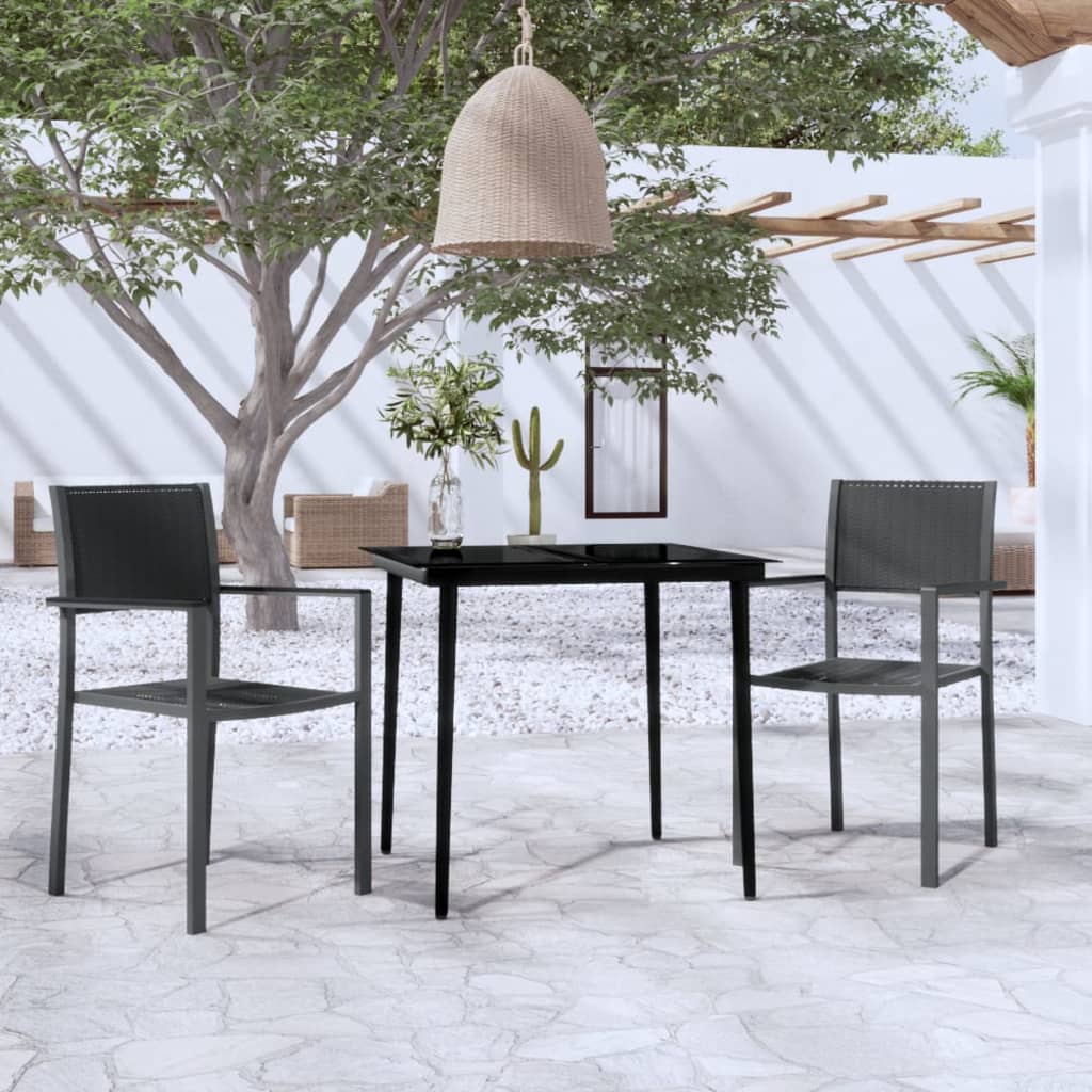 3 Piece Garden Dining Set Black - All Things Good