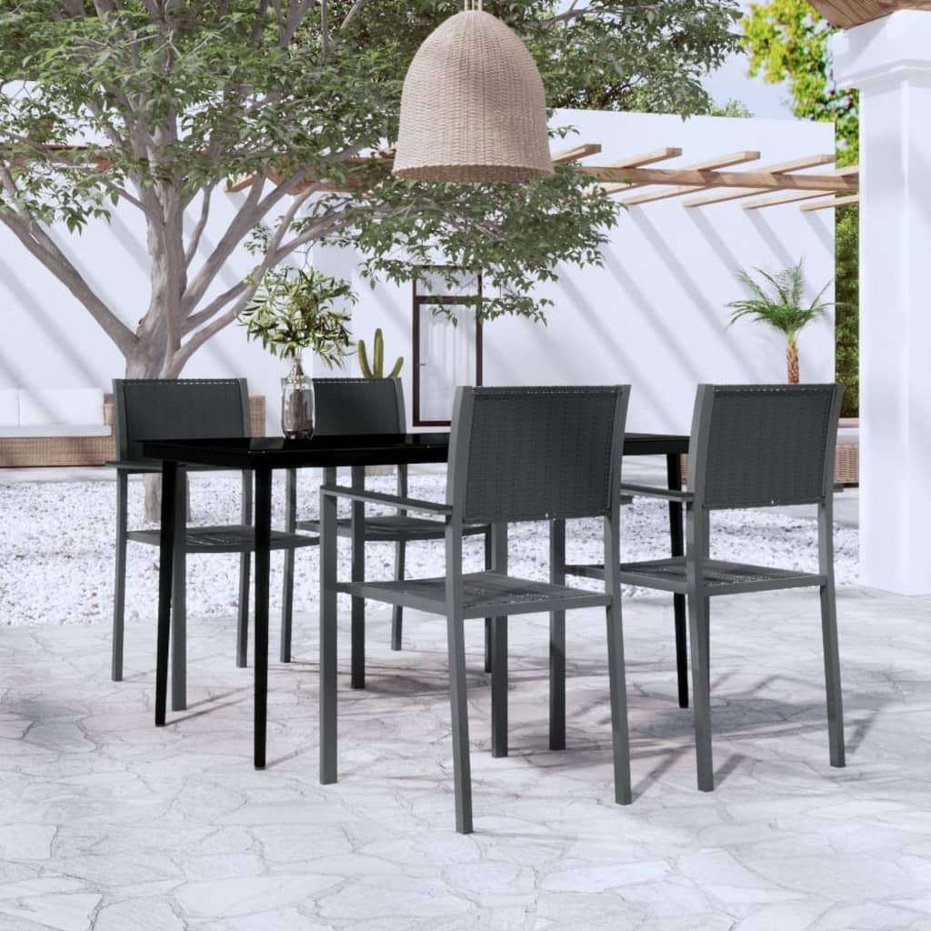 5 Piece Garden Dining Set Black - All Things Good