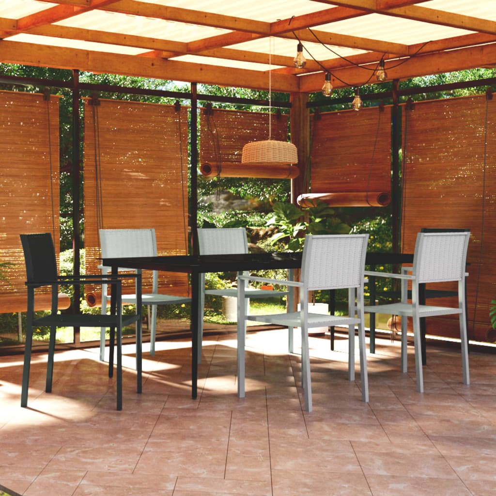 7 Piece Garden Dining Set Black and White - Sid & Sam