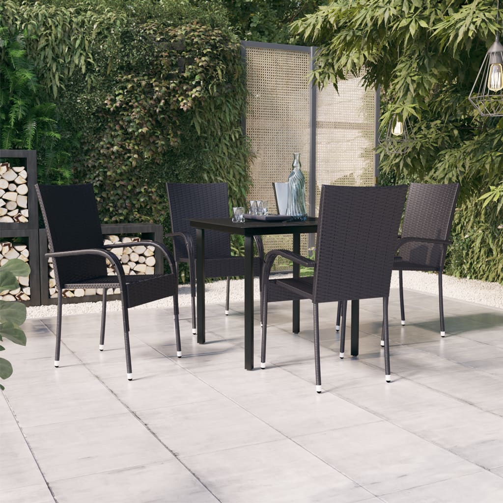 5 Piece Outdoor Dining Set Black - Discount Dealers