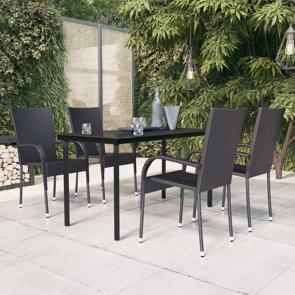 5 Piece Outdoor Dining Set Black - The Home Maker