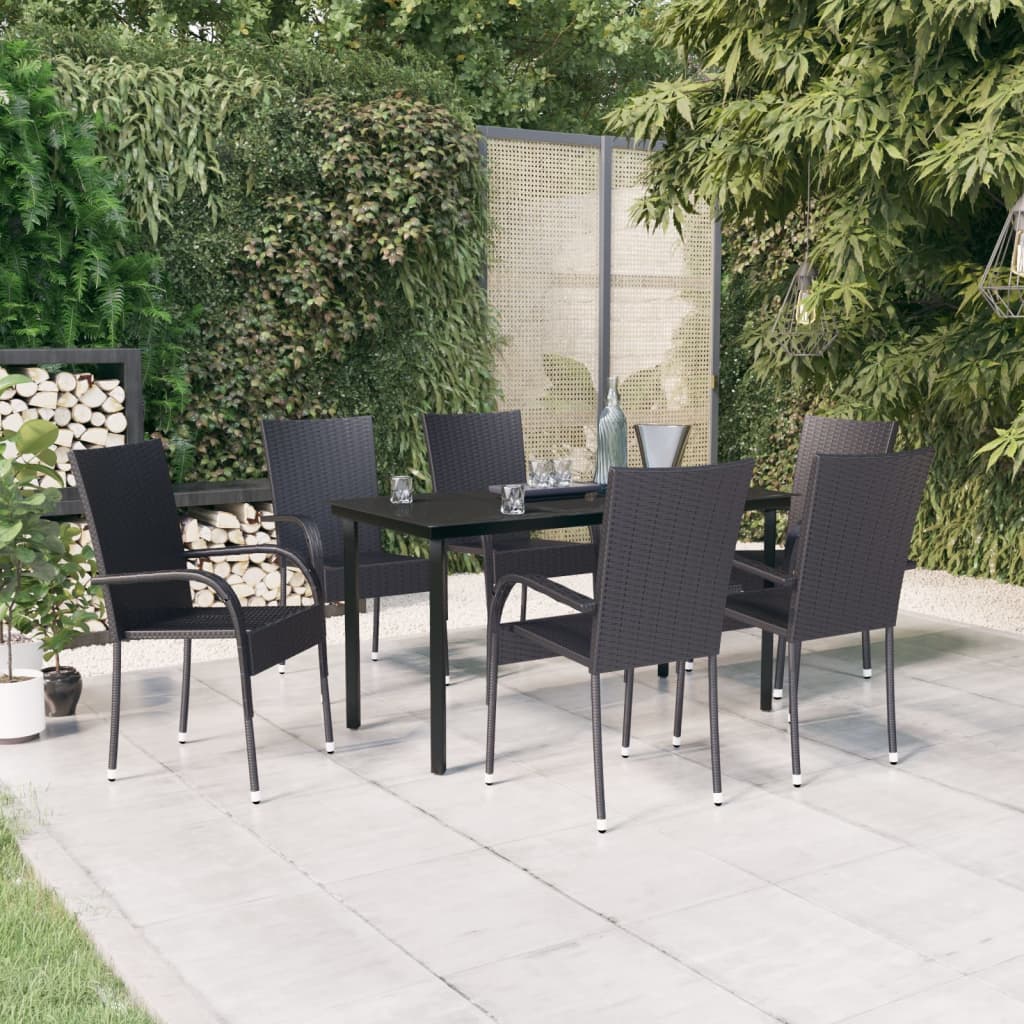 7 Piece Outdoor Dining Set Black - Sid & Sam