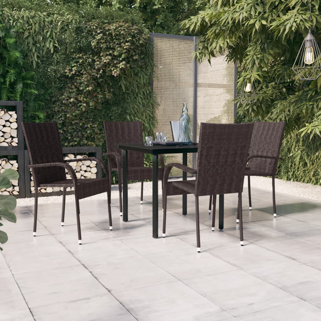 5 Piece Outdoor Dining Set Brown and Black - Style and Chic