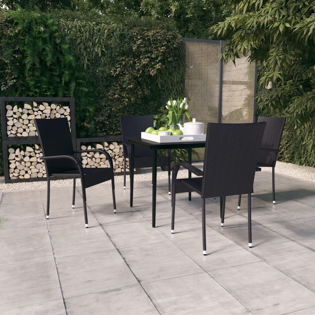 5 Piece Garden Dining Set Black - Merkel Designers