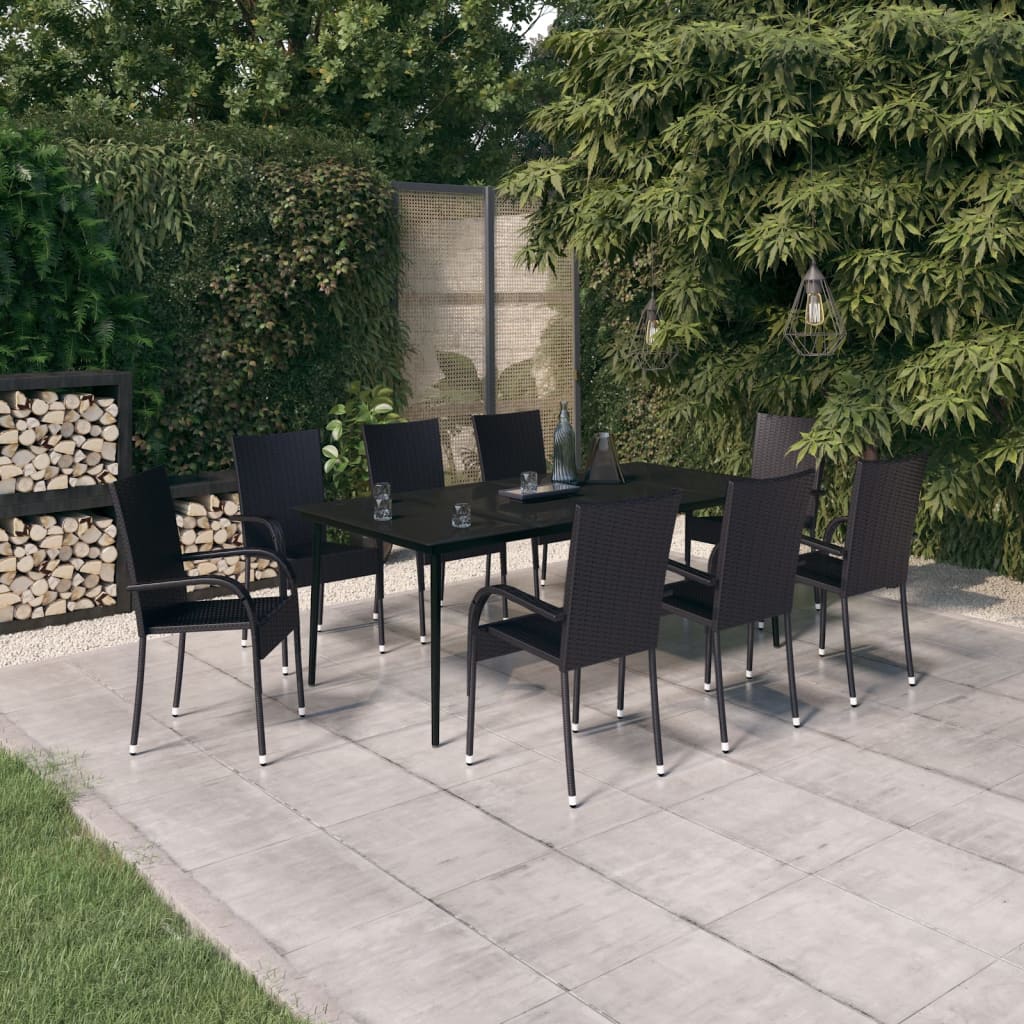9 Piece Garden Dining Set Black - Style and Chic