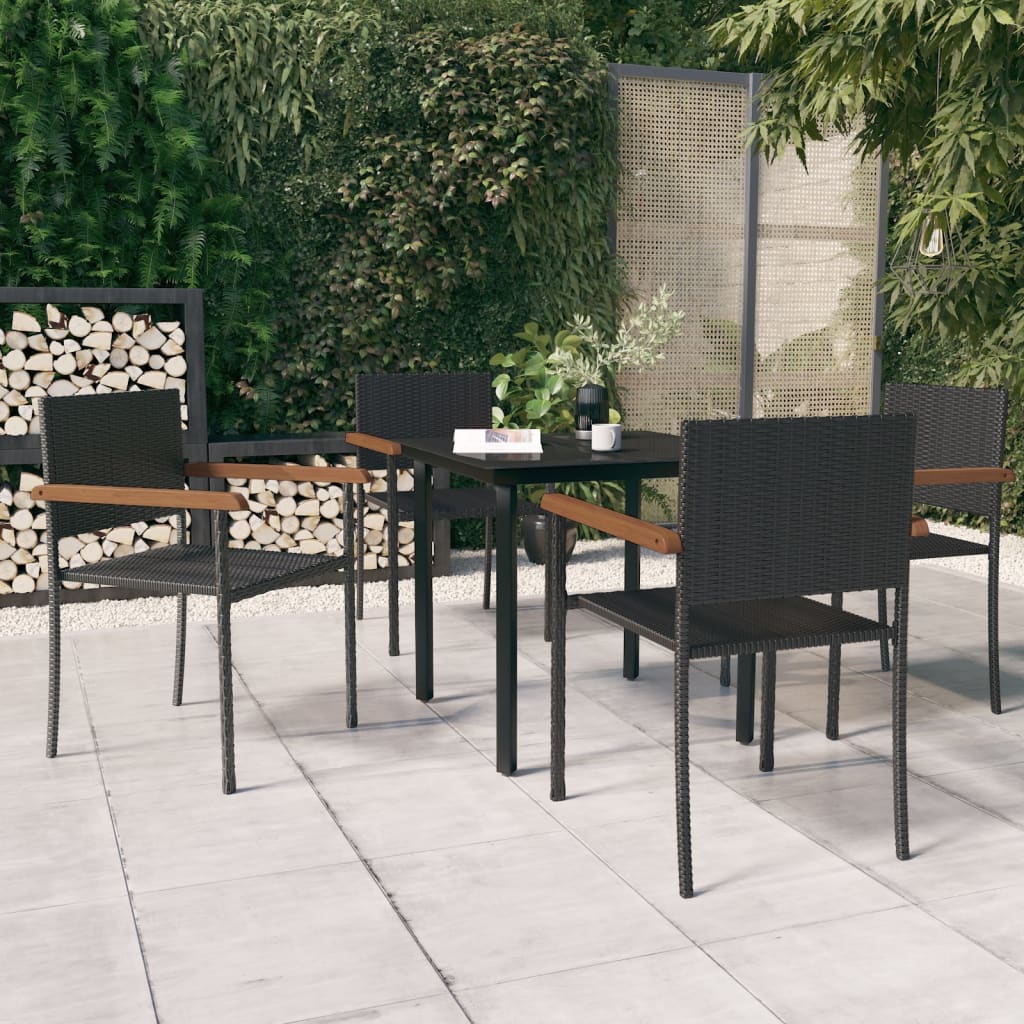 5 Piece Garden Dining Set Black - Design Hut