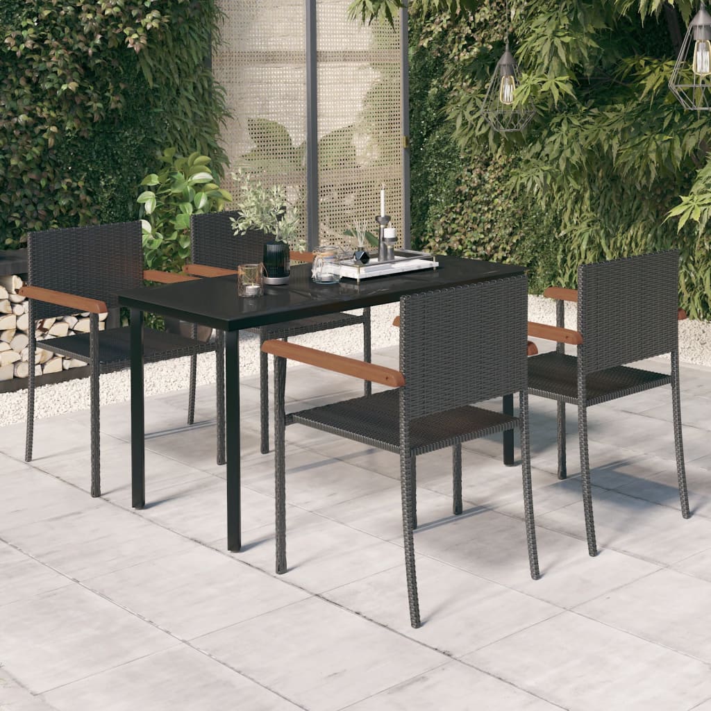 5 Piece Garden Dining Set Black - The Home Maker