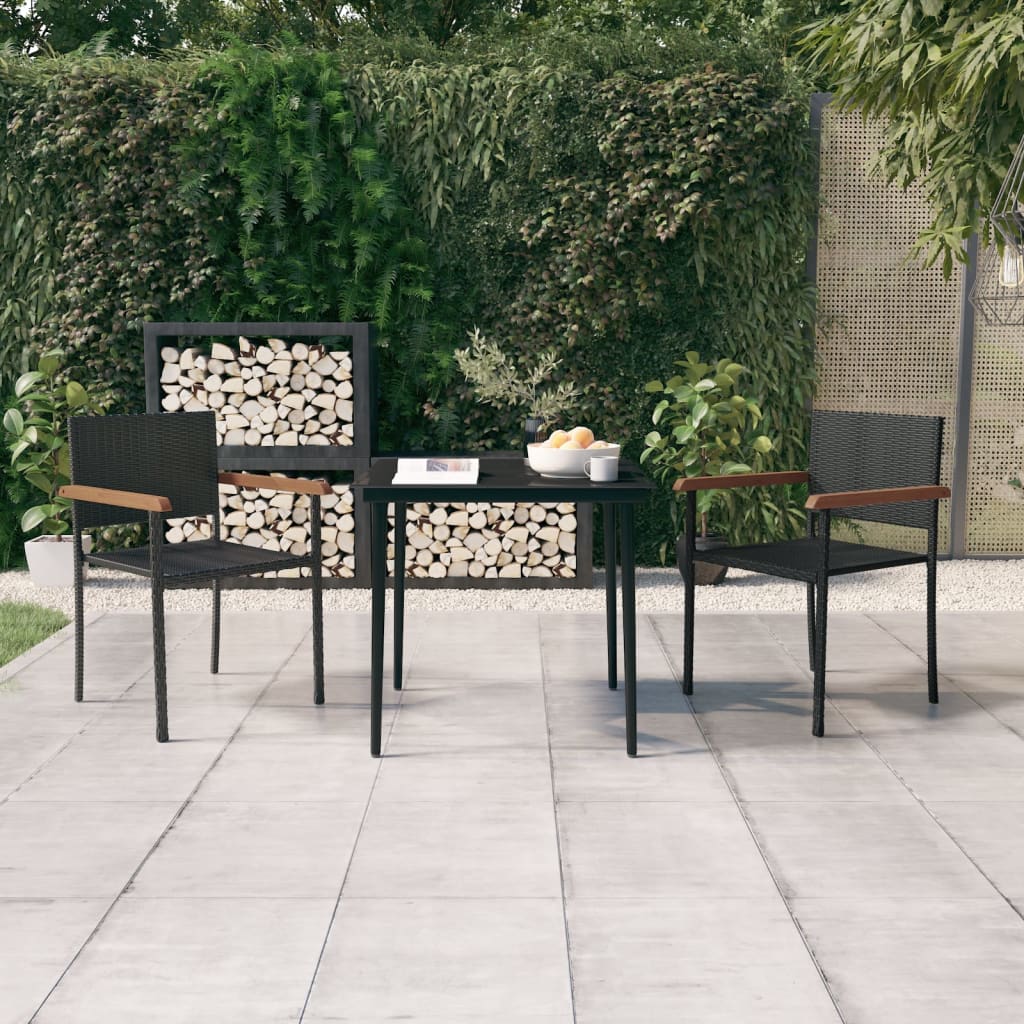 3 Piece Garden Dining Set Black - Sid & Sam