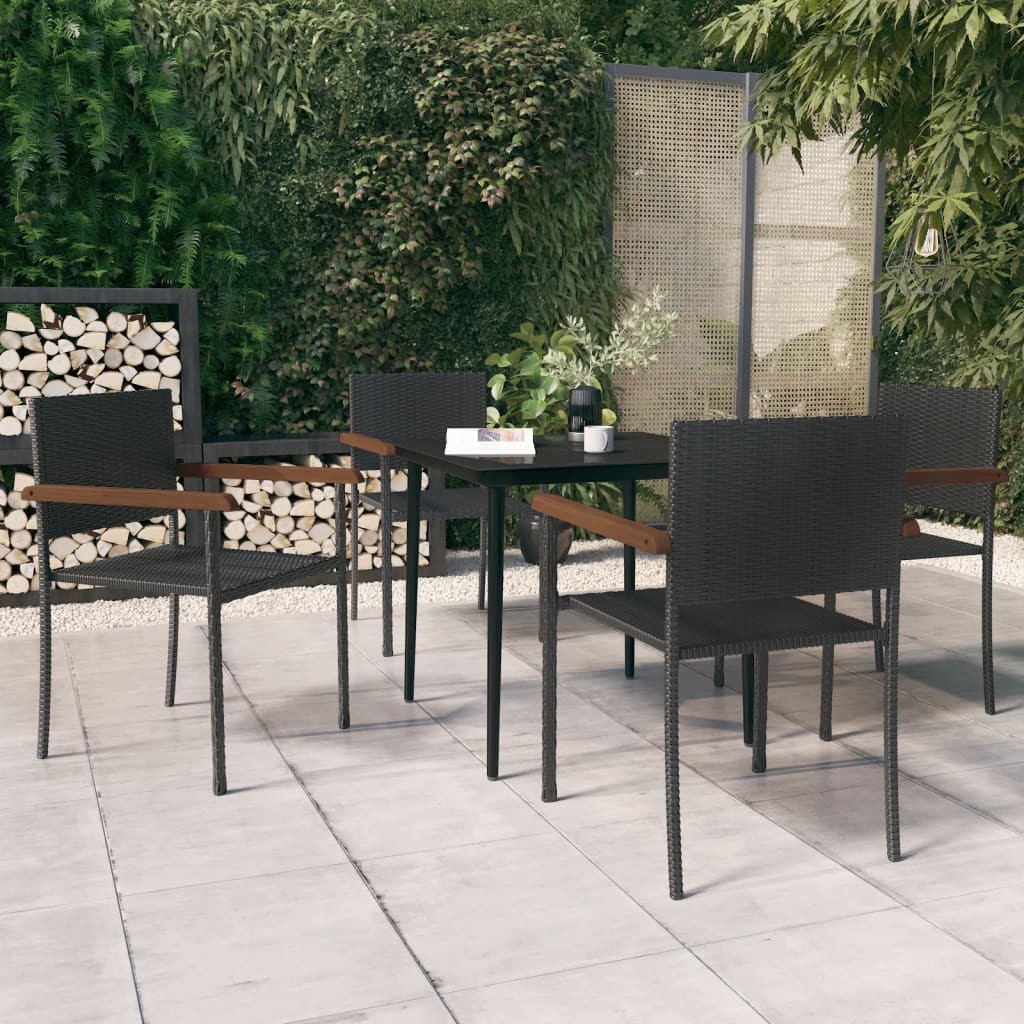 5 Piece Garden Dining Set Black - All Things Good