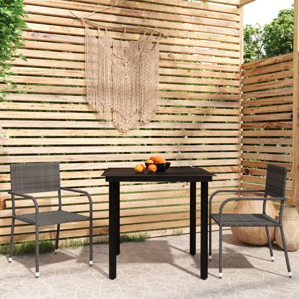 3 Piece Garden Dining Set Grey - Sid & Sam