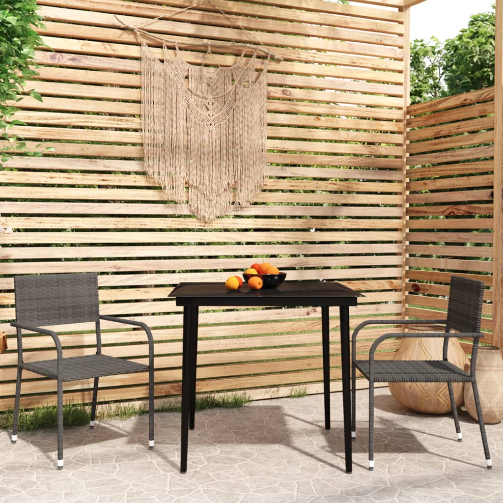 3 Piece Garden Dining Set Grey - Sid & Sam