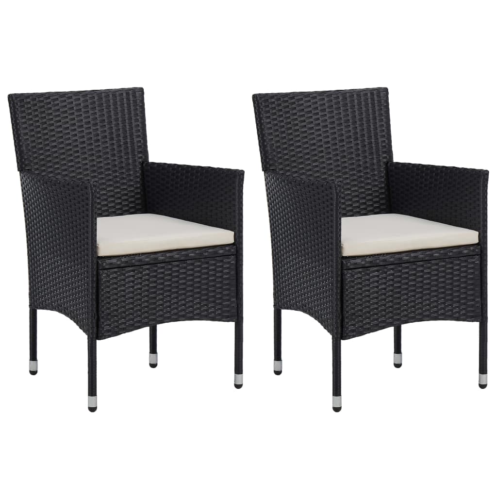 Garden Dining Chairs 2 Pieces Poly Rattan Black - Sid & Sam