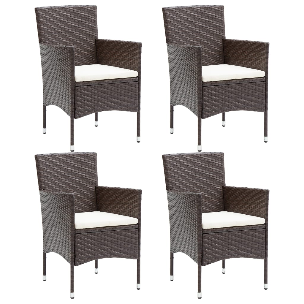 Garden Dining Chairs 4 pcs Poly Rattan Brown - Merlin Deals