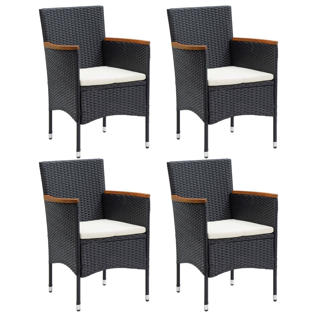 Garden Dining Chairs 4 pcs Poly Rattan Black - Tyrell & Tyrell