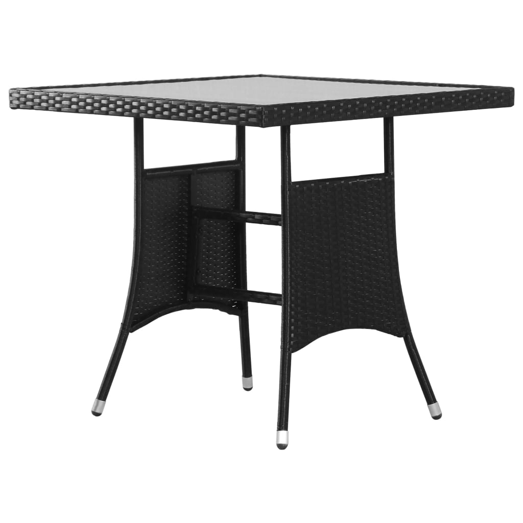 Garden Table Black 80x80x74 cm Poly Rattan - Decor Base