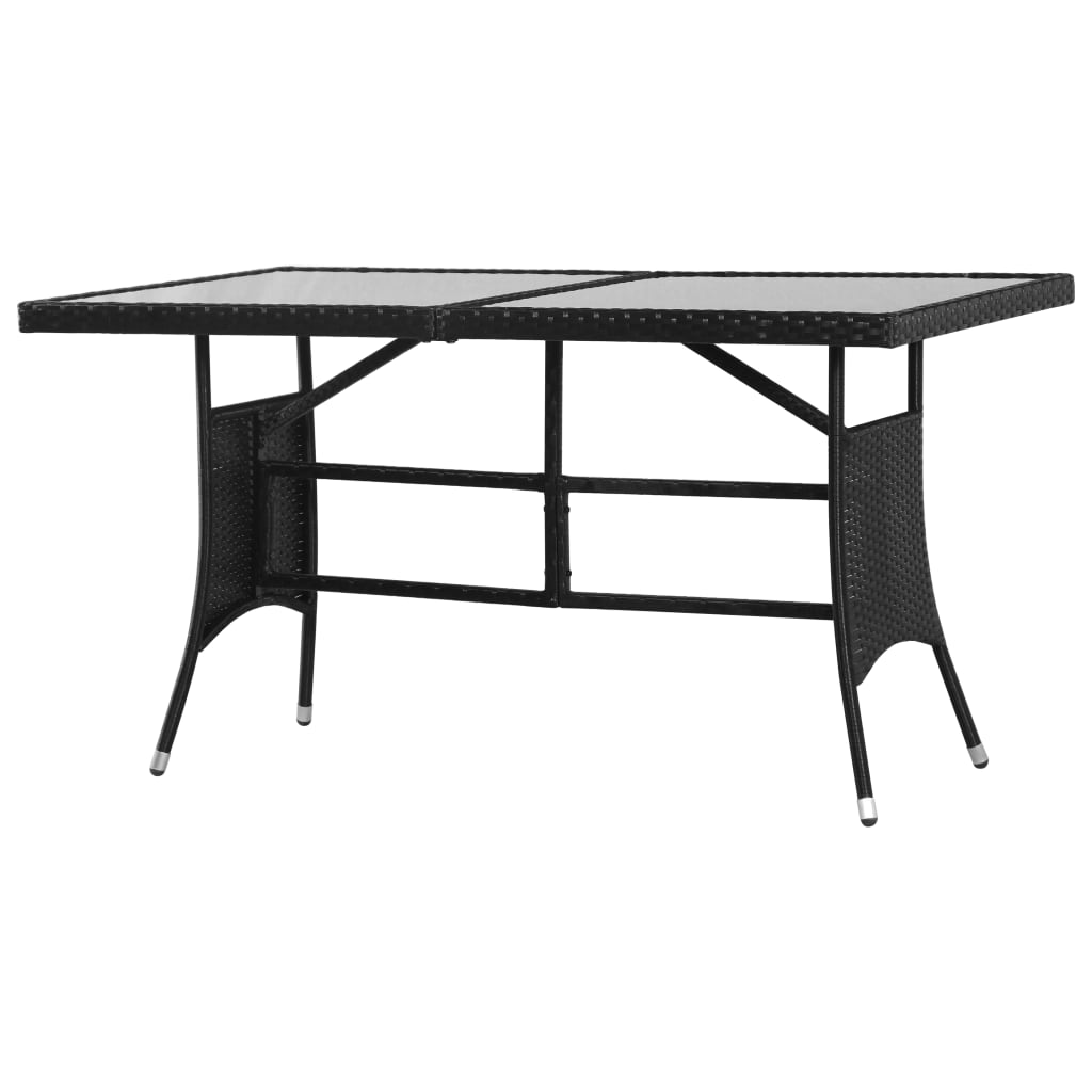 Garden Table Black 140x80x74 cm Poly Rattan - Decor Base