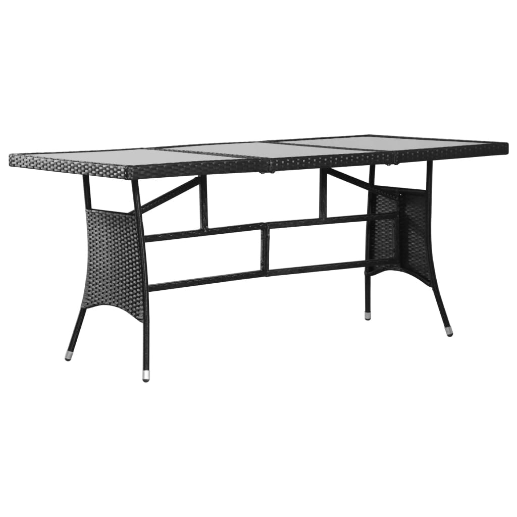 Garden Table Black 170x80x74 cm Poly Rattan - Decor Base