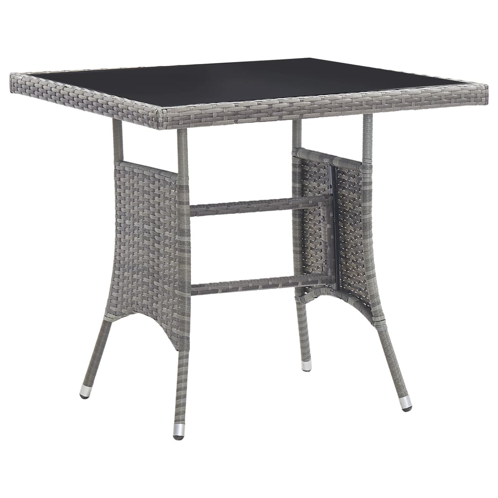 Garden Table Grey 80x80x74 cm Poly Rattan - Decor Base