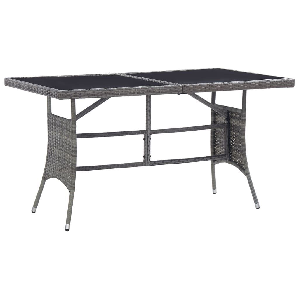 Garden Table Grey 140x80x74 cm Poly Rattan - Decor Base