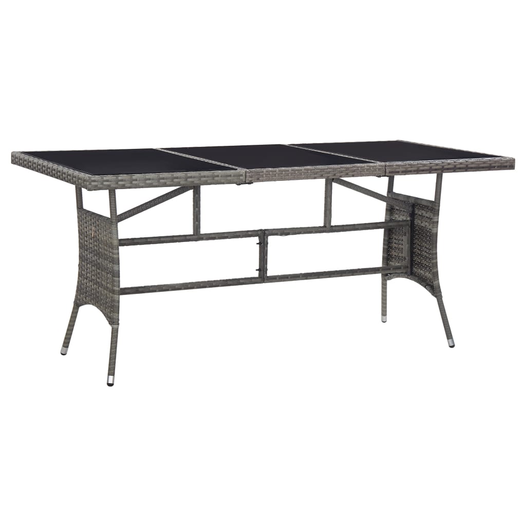Garden Table Grey 170x80x74 cm Poly Rattan - Decor Base