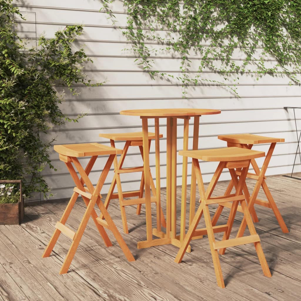5 Piece Folding Bar Set Solid Wood Teak - All Things Good