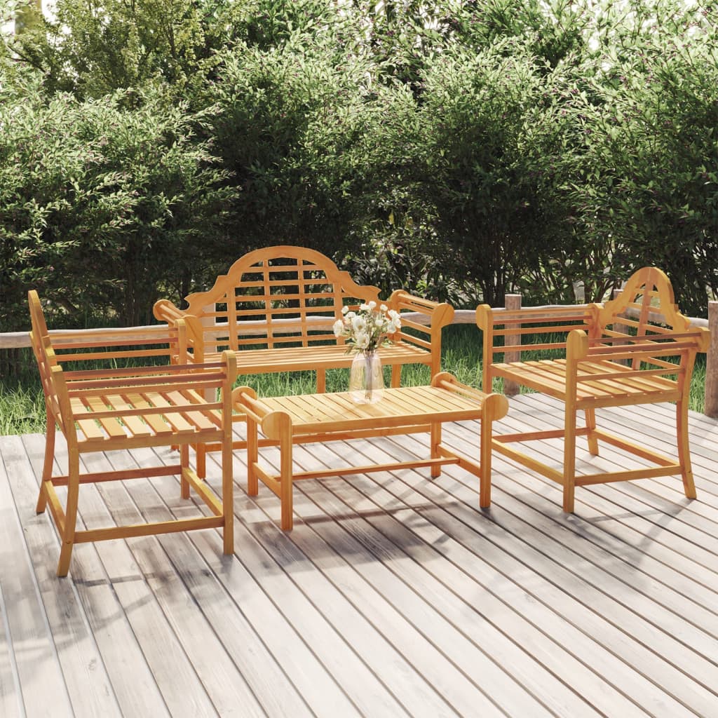 4 Piece Garden Lounge Set Solid Wood Teak - Style and Chic