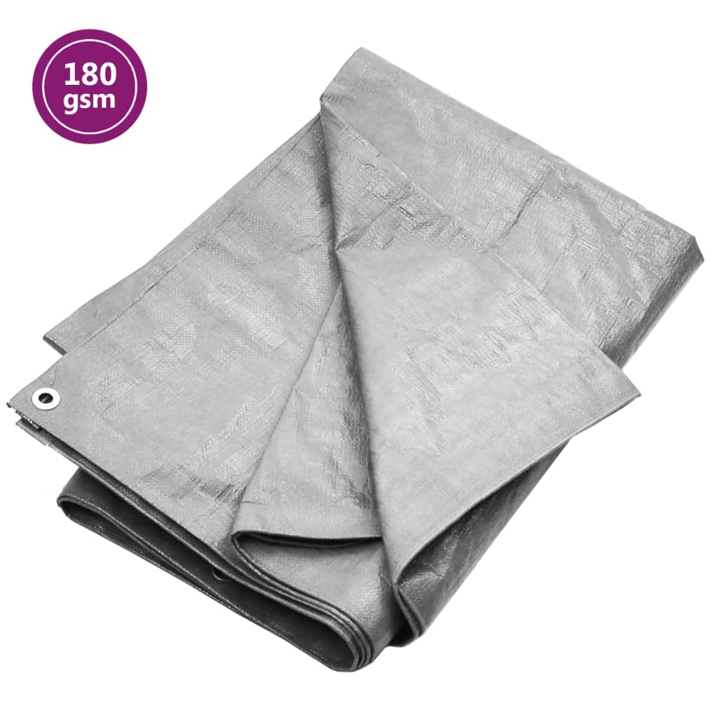 Tarpaulin 180 g/m2 6x10 m Grey HDPE - Discount Dealers