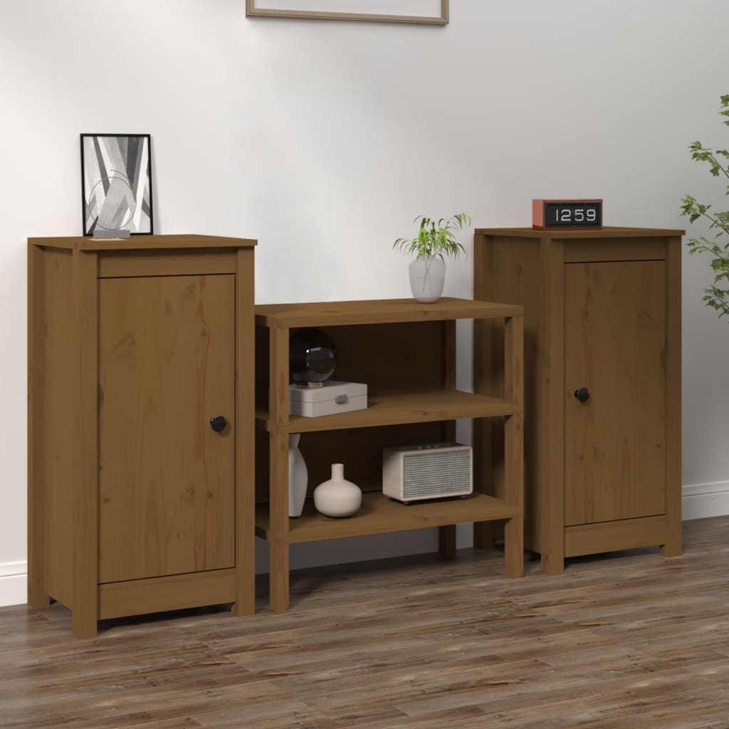 Sideboards 2 pcs Honey Brown 40x35x80 cm Solid Wood Pine - R and M Furniture