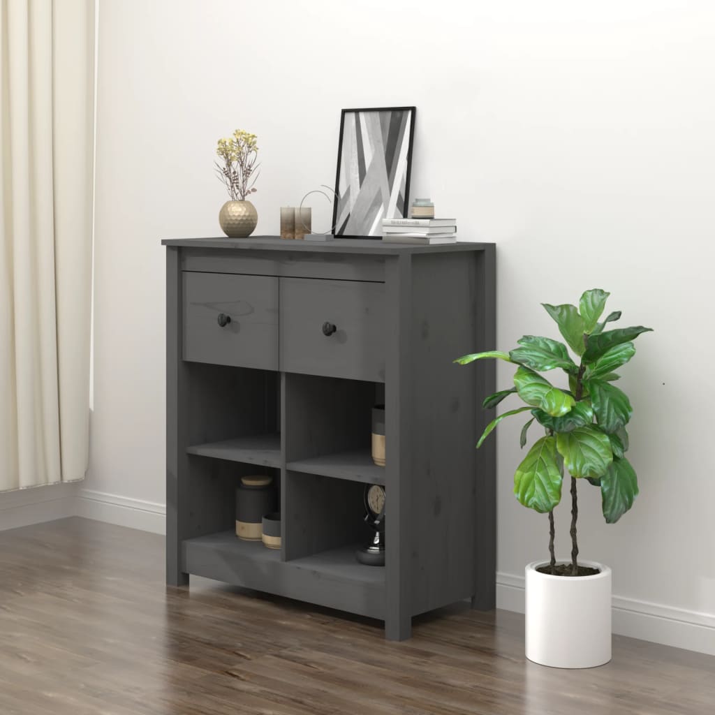 Sideboard Grey 70x35x80 cm Solid Wood Pine - Casper Homes