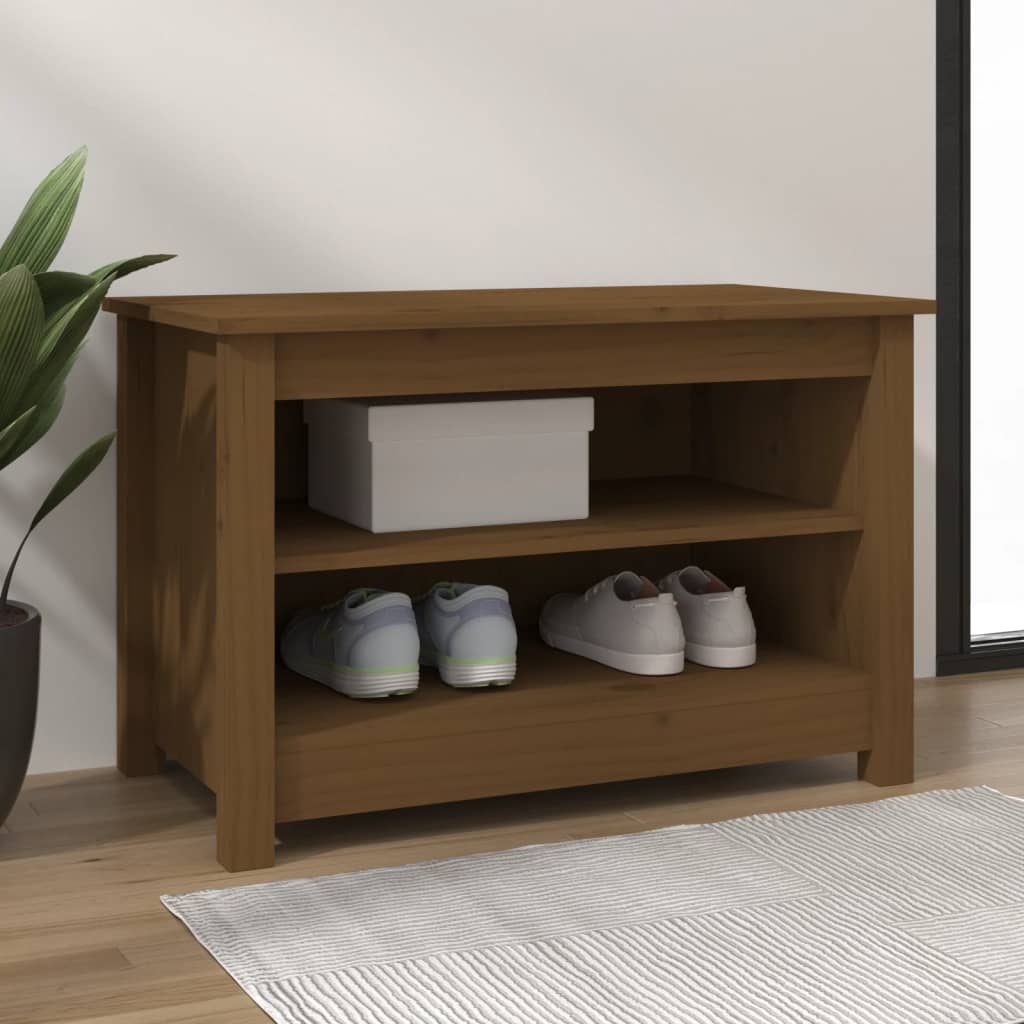 Shoe Bench Honey Brown 70x38x45.5 cm Solid Wood Pine - Style and Chic