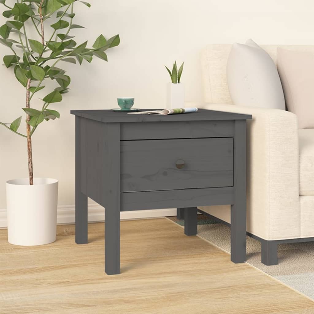 Side Table Grey 50x50x49 cm Solid Wood Pine - Discount Dealers