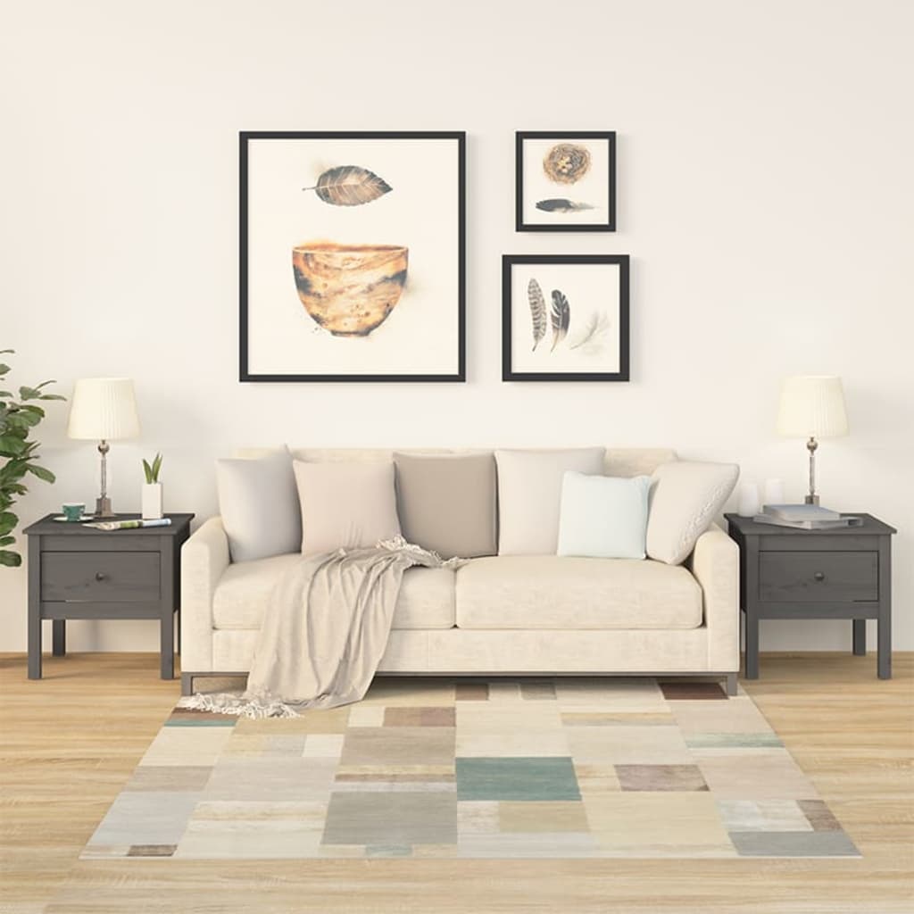 Side Tables 2 pcs Grey 50x50x49 cm Solid Wood Pine - Millennium Furniture
