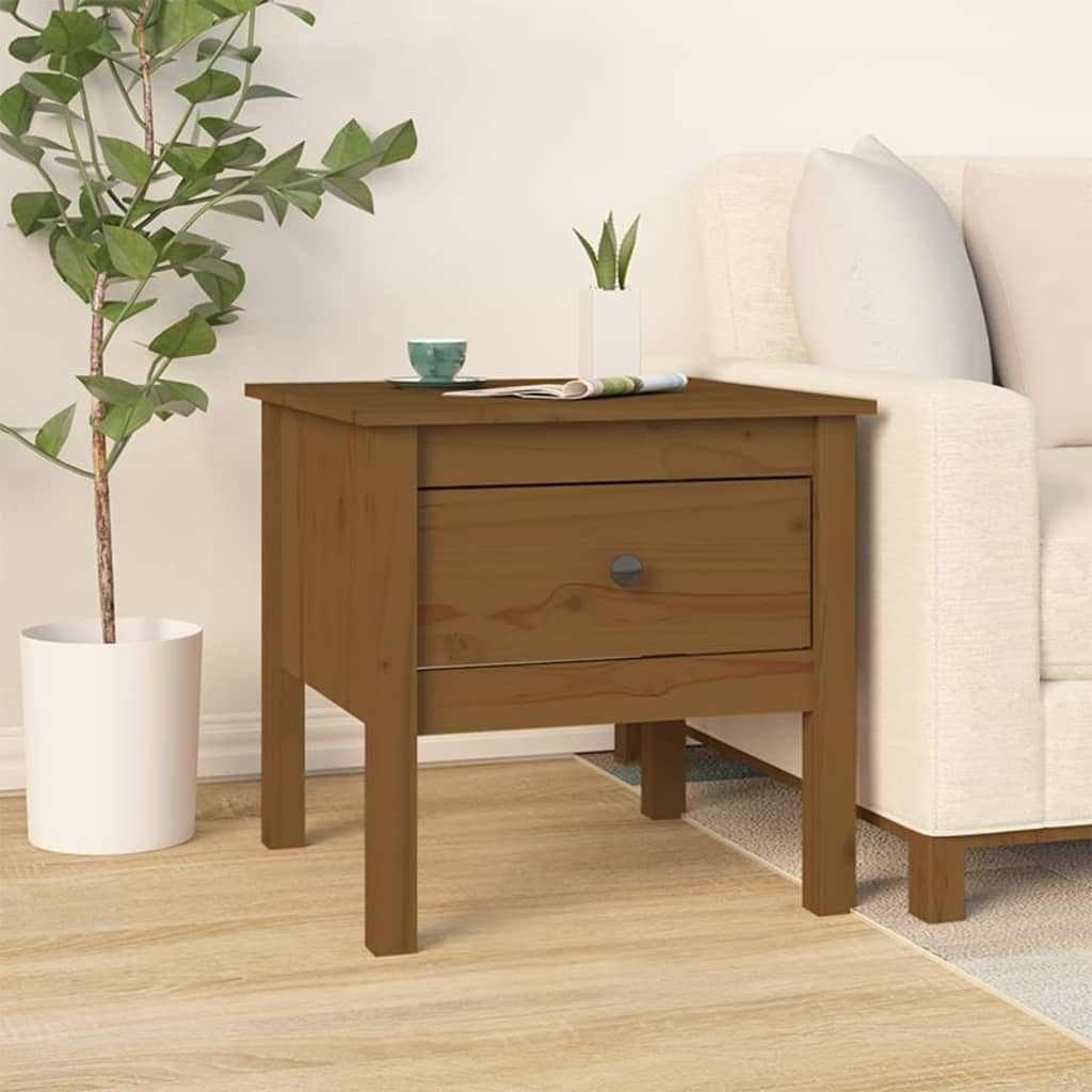 Side Table Honey Brown 50x50x49 cm Solid Wood Pine - R and M Furniture