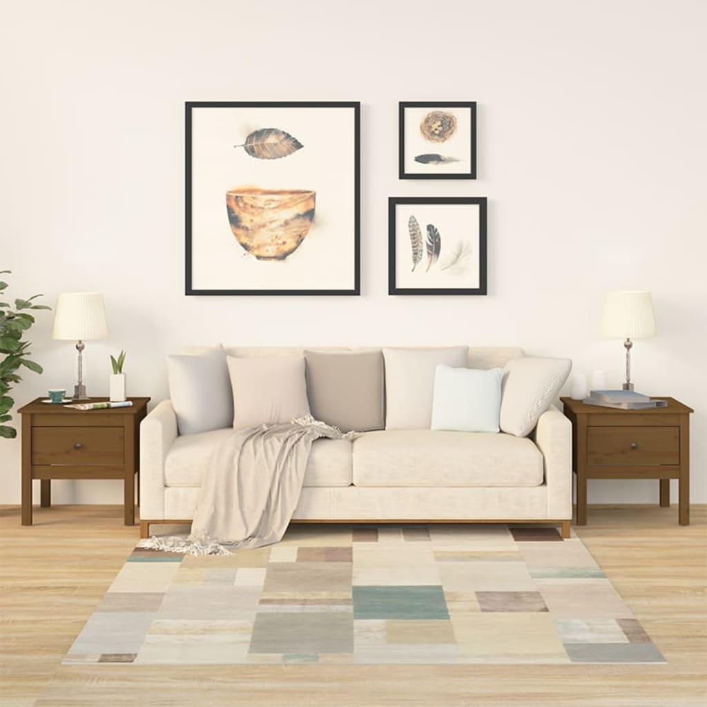 Side Tables 2 pcs Honey Brown 50x50x49 cm Solid Wood Pine - Discount Dealers