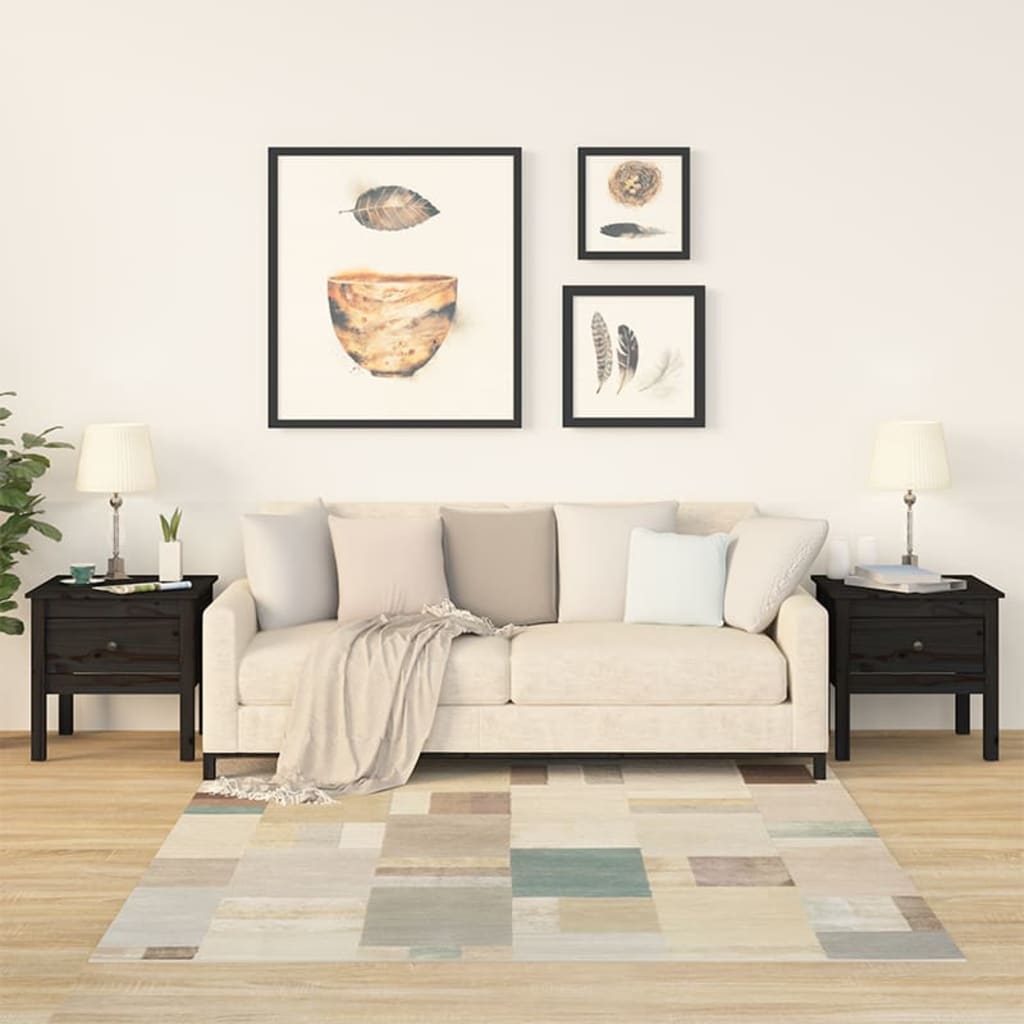 Side Tables 2 pcs Black 50x50x49 cm Solid Wood Pine - Design Hut