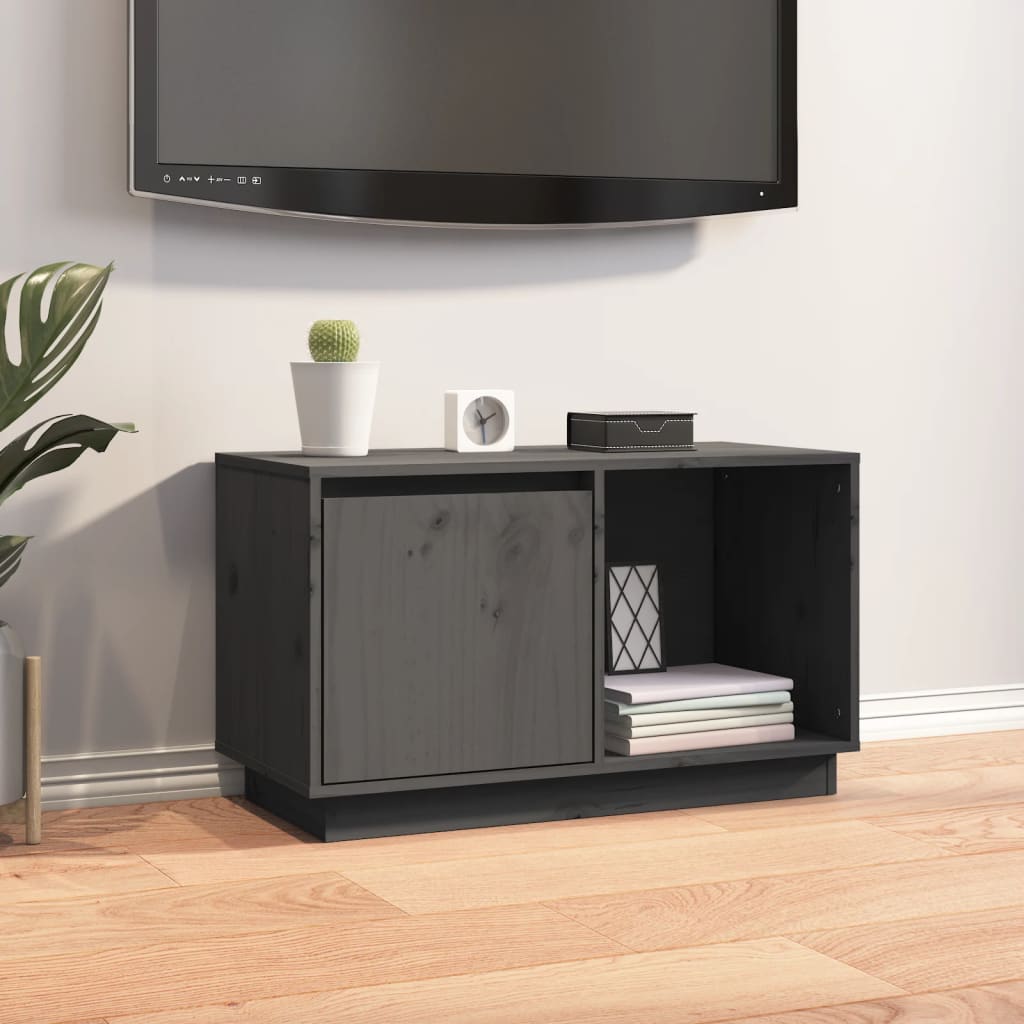 TV Cabinet Grey 74x35x44 cm Solid Wood Pine - Discount Dealers