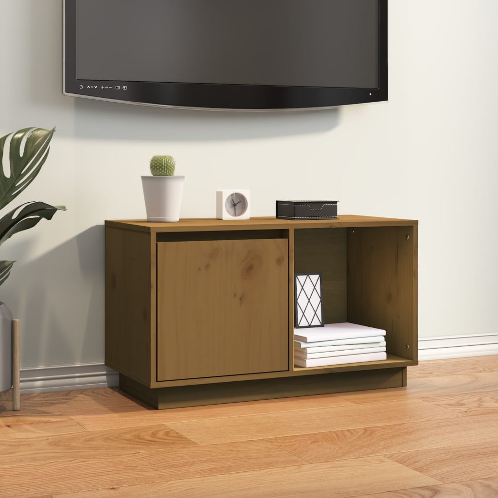 TV Cabinet Honey Brown 74x35x44 cm Solid Wood Pine - Millennium Furniture
