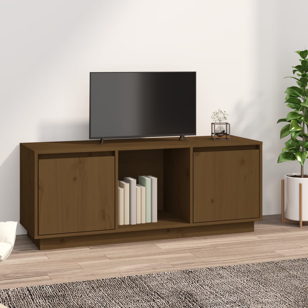TV Cabinet Honey Brown 110.5x35x44 cm Solid Wood Pine - Millennium Furniture