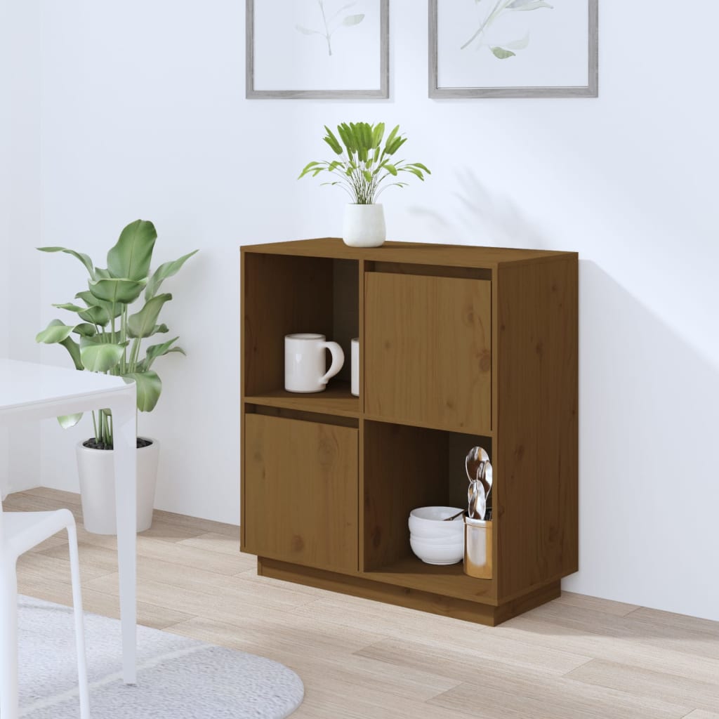 Sideboard Honey Brown 74x35x80 cm Solid Wood Pine - Decor Base