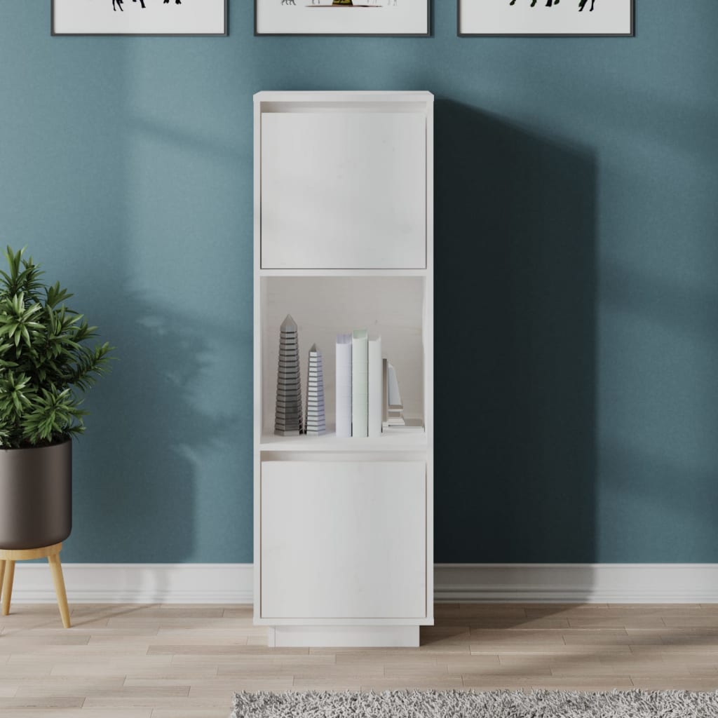 Highboard White 38x35x117 cm Solid Wood Pine - Discount Dealers