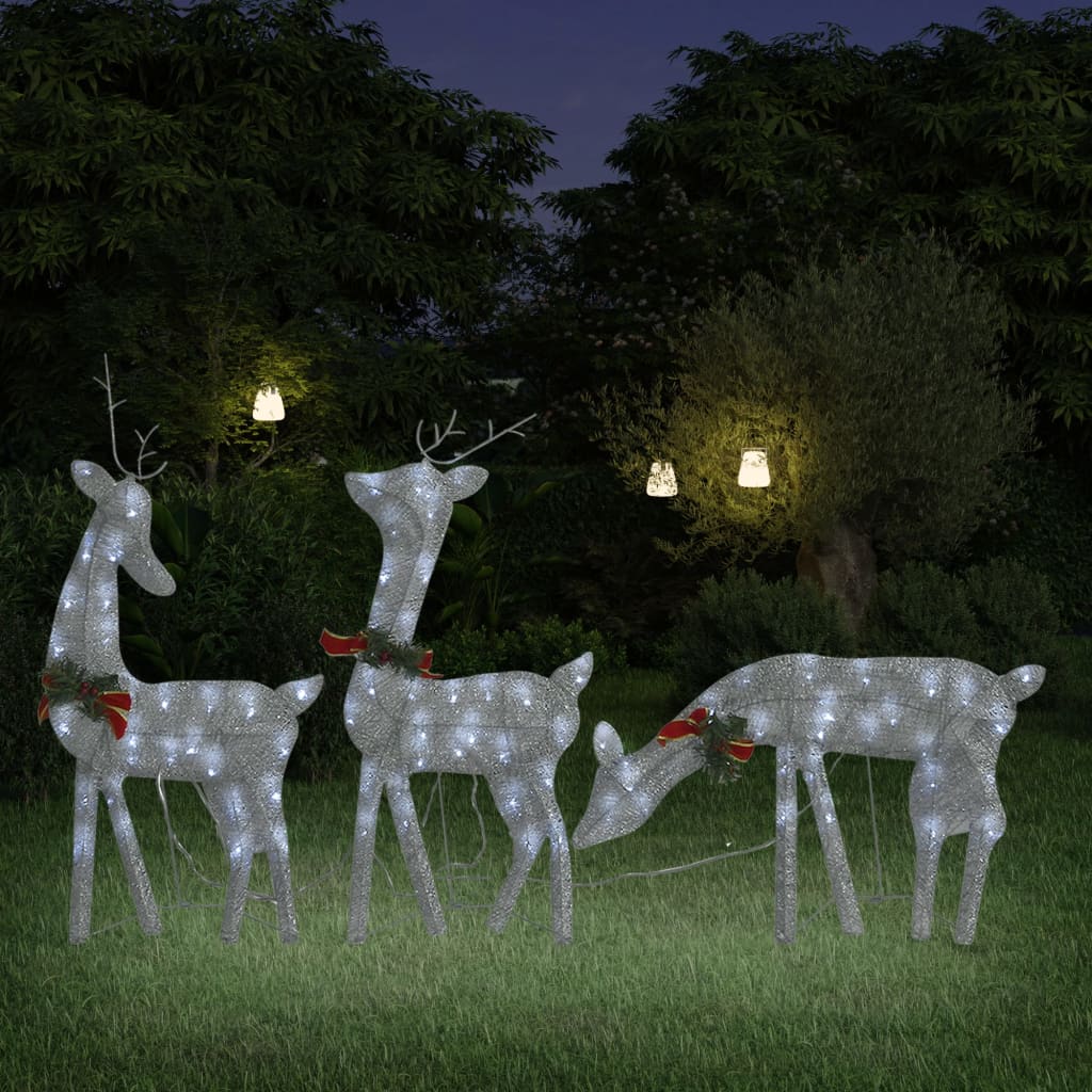 Faune Christmas Reindeer Family 270x7x90cm Silver Cold White Mesh - Unbeatable Bargains
