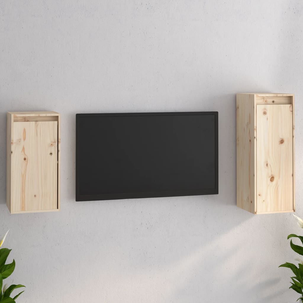 TV Cabinets 2 pcs Solid Wood Pine - Merlin Deals