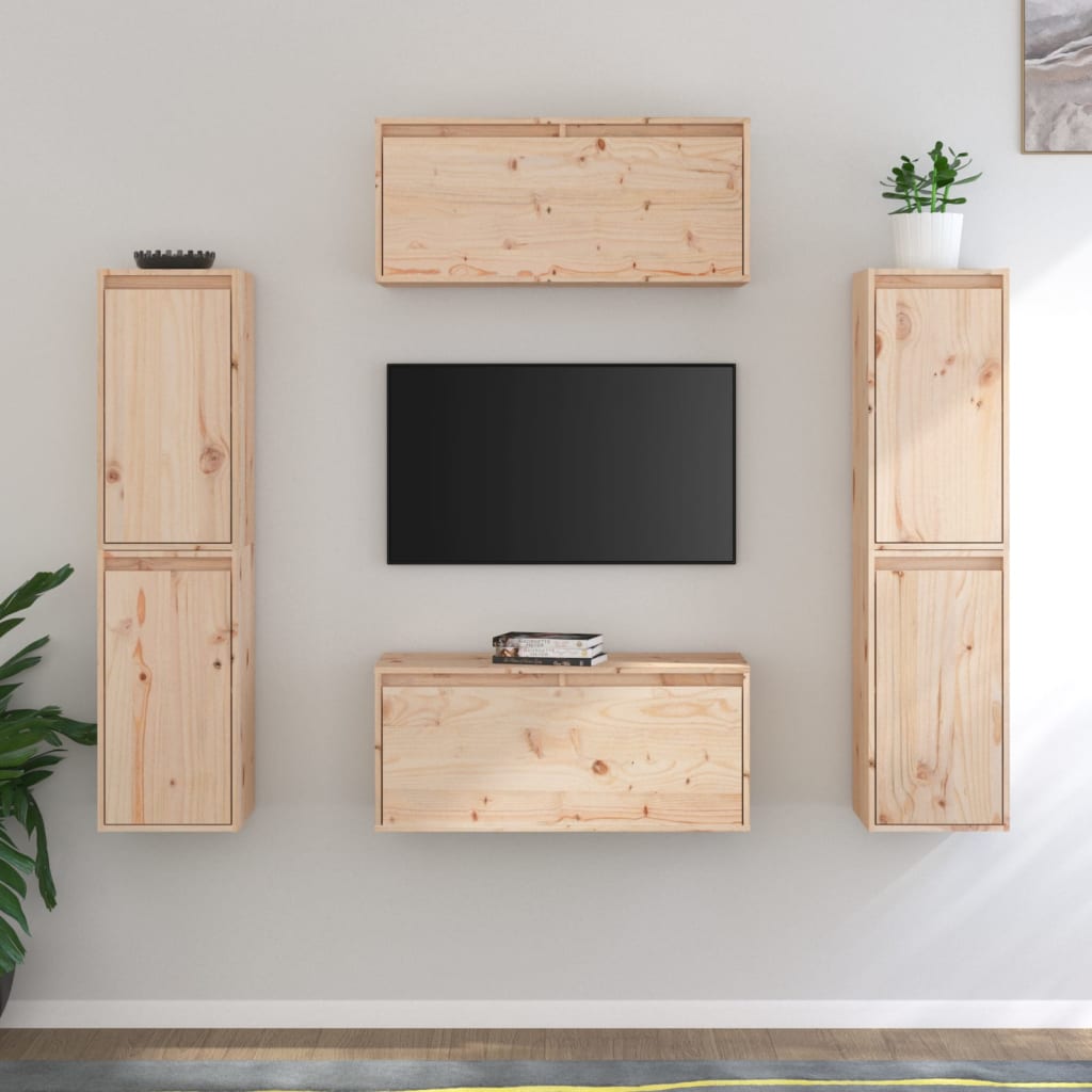 TV Cabinets 6 pcs Solid Wood Pine - Tyrell & Tyrell