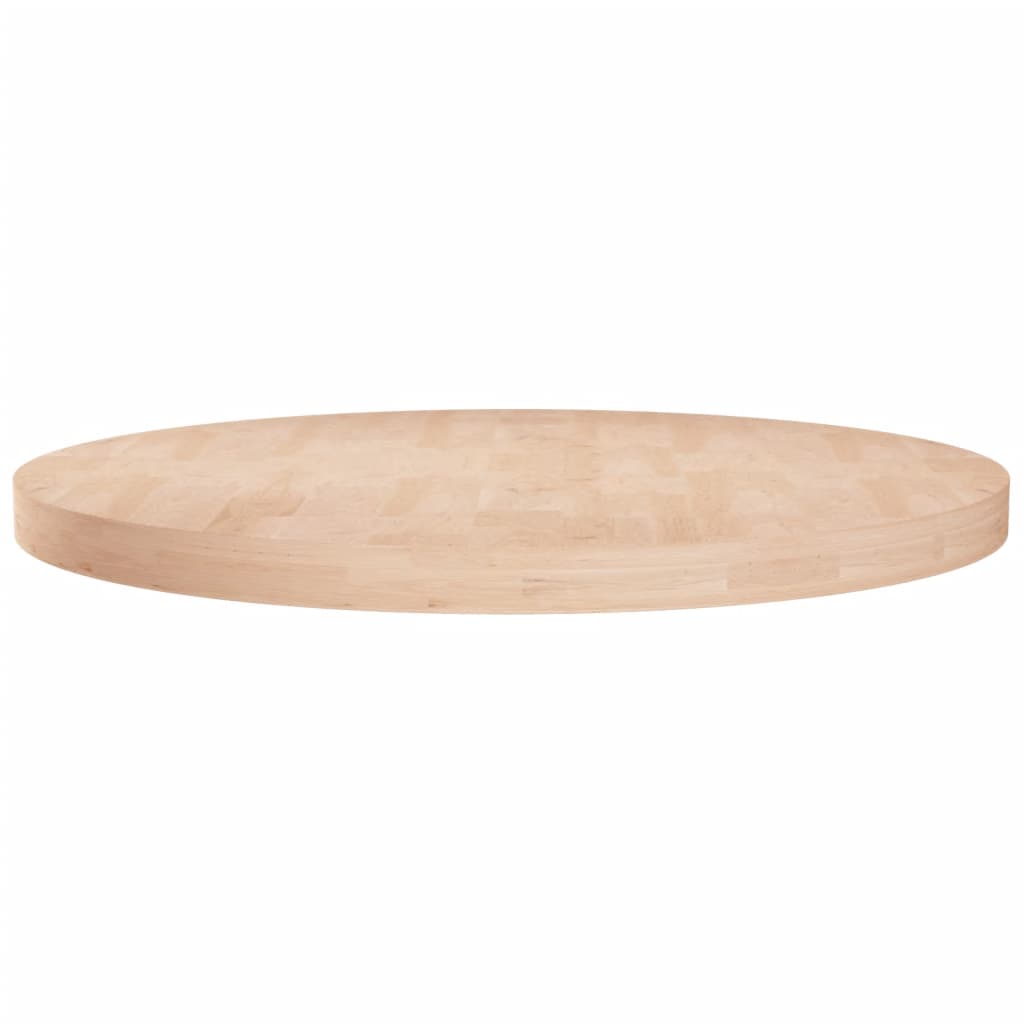 Round Table Top Ã ̃80x4 cm Untreated Solid Wood Oak - Direct Imports