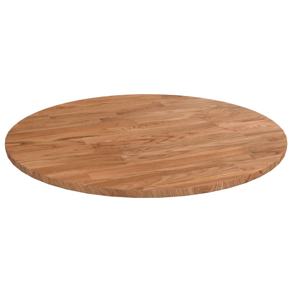 Round Table Top Light Brown Ã ̃40x1.5 cm Treated Solid Wood Oak - Unbeatable Bargains