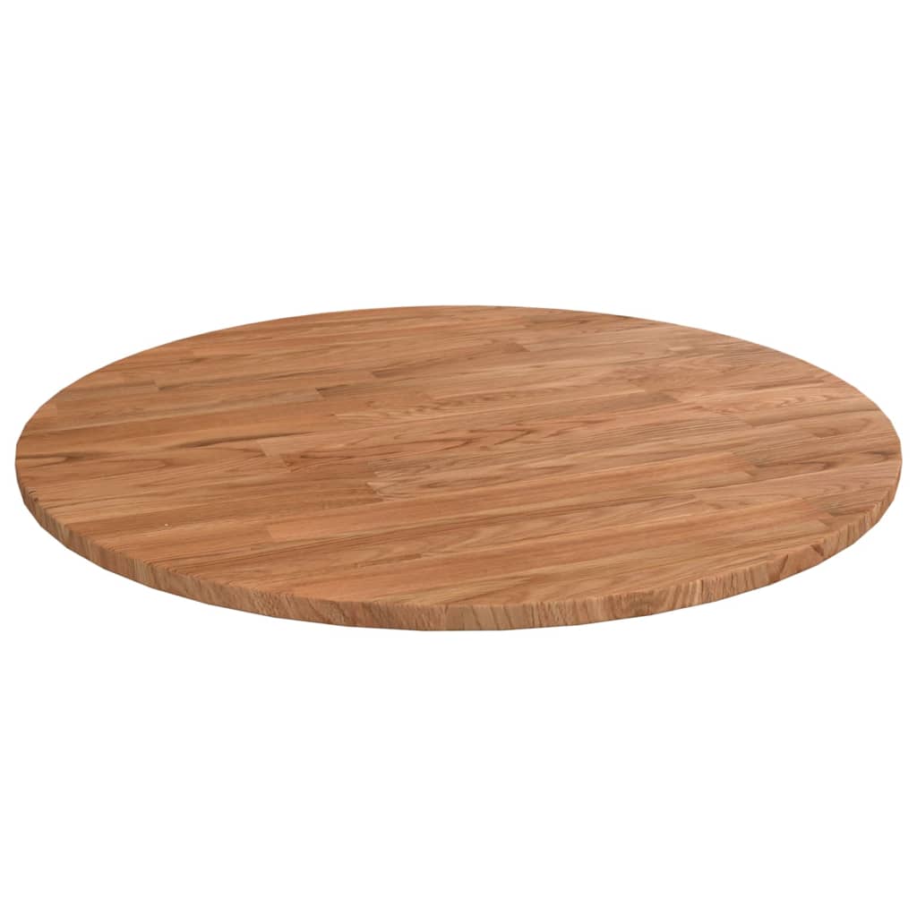 Round Table Top Light Brown Ã ̃50x1.5 cm Treated Solid Wood Oak - Sid & Sam