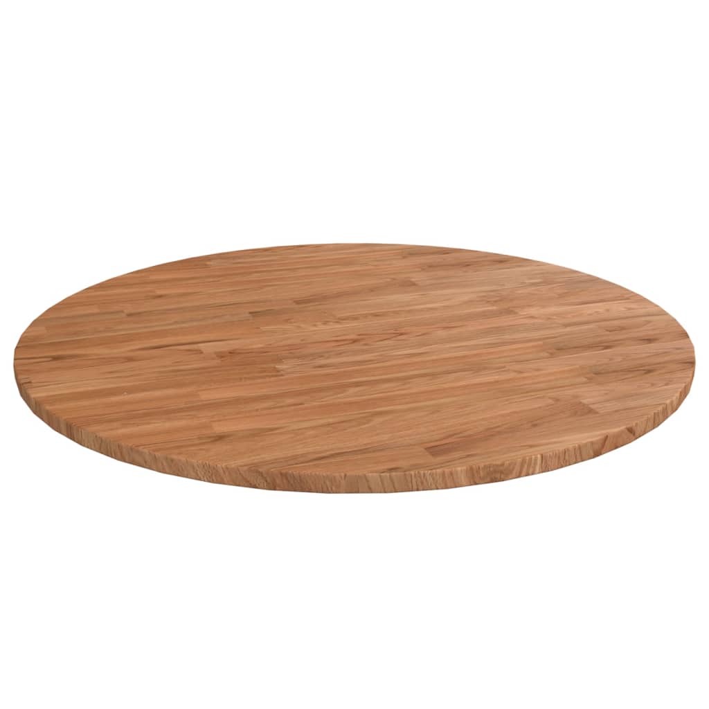 Round Table Top Light Brown Ã ̃80x1.5 cm Treated Solid Wood Oak - Tyrell & Tyrell