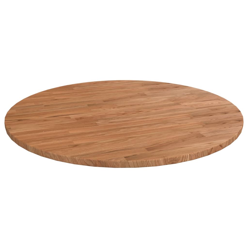 Round Table Top Light Brown Ã ̃90x1.5 cm Treated Solid Wood Oak - Style and Chic