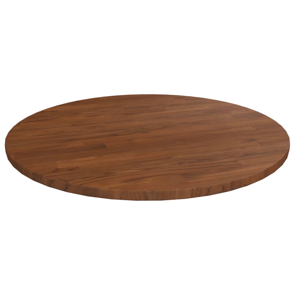 Round Table Top Dark Brown Ã ̃50x1.5 cm Treated Solid Wood Oak - Direct Imports